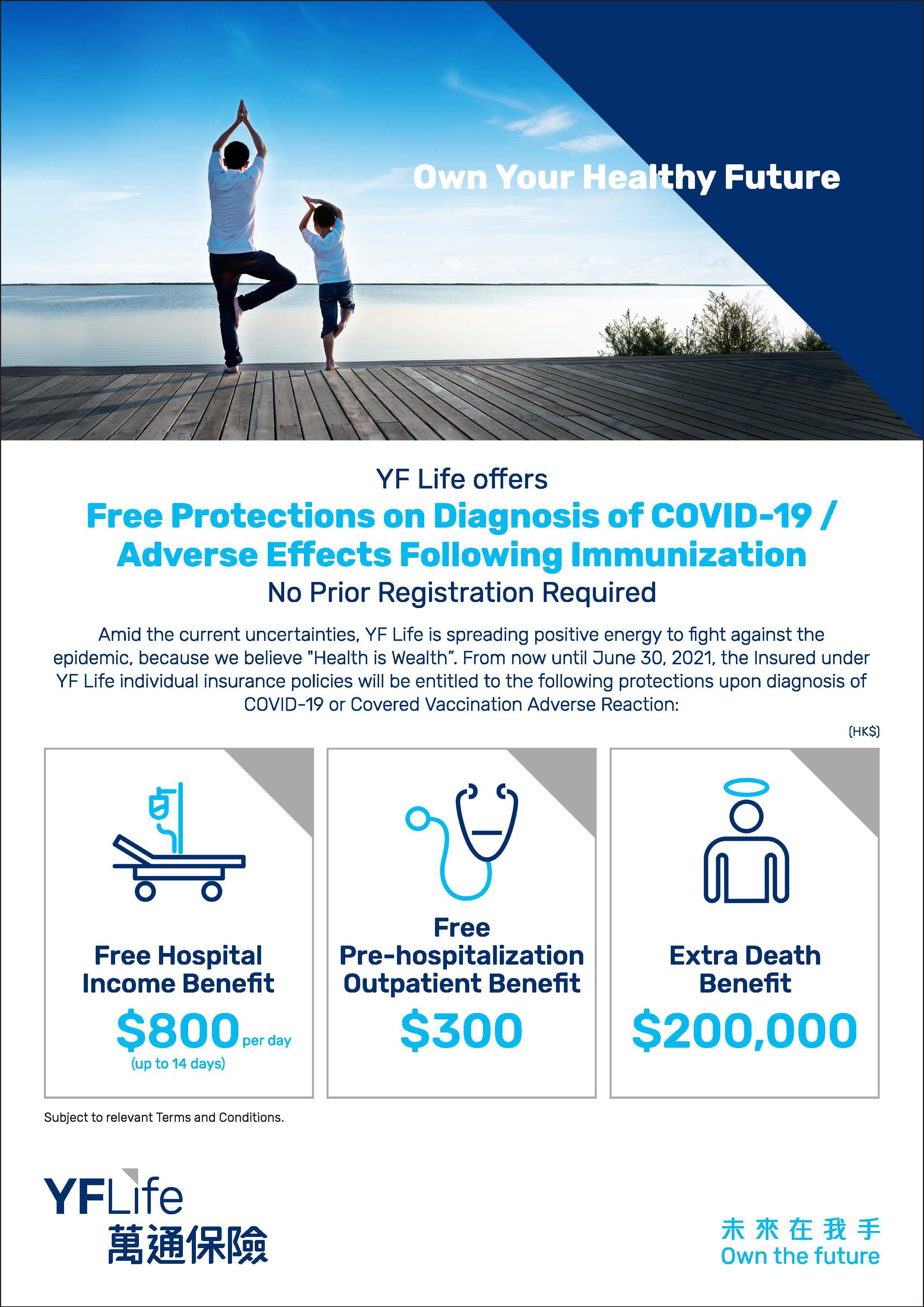 YF Life presents Free Protections on Diagnosis of COVID-19 / Adverse Effects Following Immunization. 